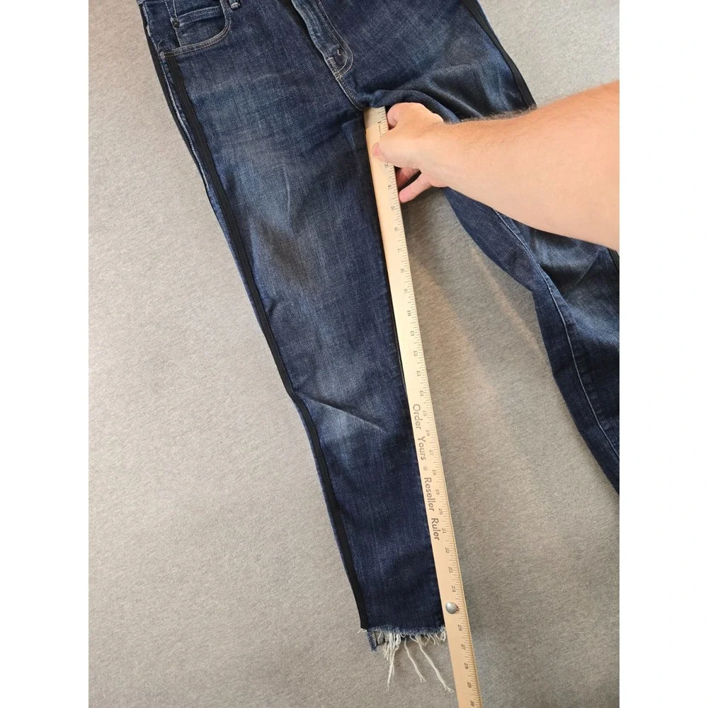 Mother Stunner Zip Ankle Step‎ Fray Jeans Sweeping Racer Womens Size 25 Blue